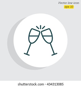 Web line icon. Glasses of champagne.