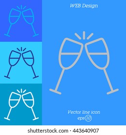 Web line icon. Glasses of champagne.
