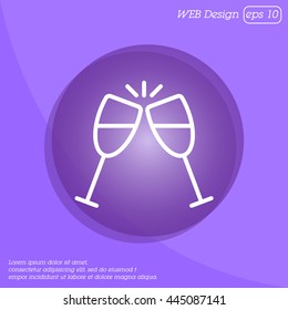 Web line icon. Glasses of champagne.
