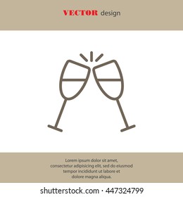 Web line icon. Glasses of champagne.