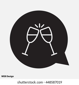 Web line icon. Glasses of champagne.