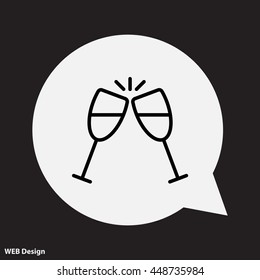 Web line icon. Glasses of champagne.