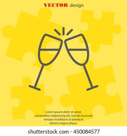 Web line icon. Glasses of champagne.