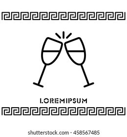 Web line icon. Glasses of champagne.