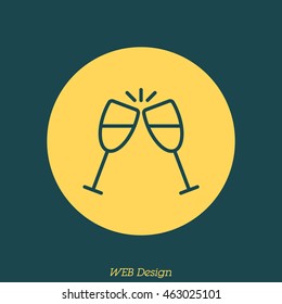Web line icon. Glasses of champagne.