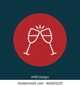 Web line icon. Glasses of champagne.