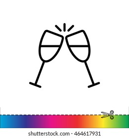 Web line icon. Glasses of champagne.