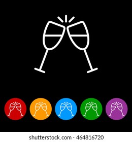 Web line icon. Glasses of champagne.