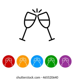 Web line icon. Glasses of champagne.