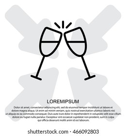 Web line icon. Glasses of champagne.