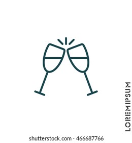 Web line icon. Glasses of champagne.