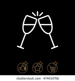 Web line icon. Glasses of champagne.