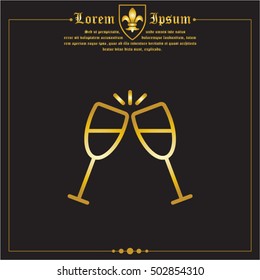 Web line icon. Glasses of champagne.