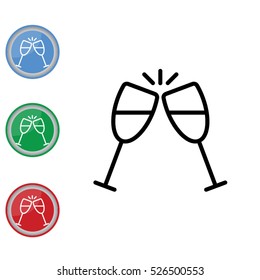 Web line icon. Glasses of champagne.