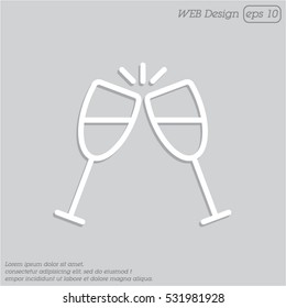 Web line icon. Glasses of champagne.