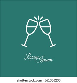 Web line icon. Glasses of champagne.