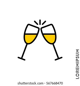 Web line icon. Glasses of champagne