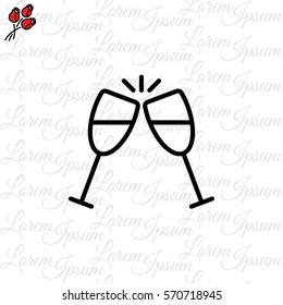 Web line icon. Glasses of champagne.