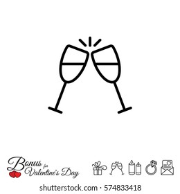 Web line icon. Glasses of champagne.