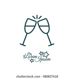 Web line icon. Glasses of champagne.