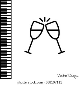 Web line icon. Glasses of champagne.
