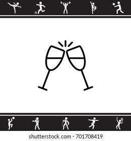 Web line icon. Glasses of champagne.
