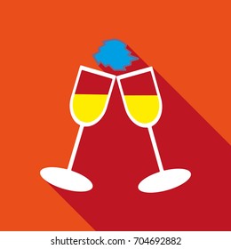 Web line icon. Glasses of champagne.