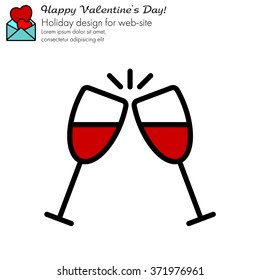 Web line icon. Glasses of wine