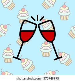 Web line icon. Glasses of wine
