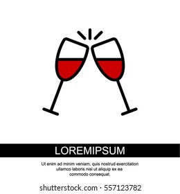 Web line icon. Glasses of wine