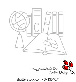 Web line icon. Globe , book and glasses (education, teaching, training)
