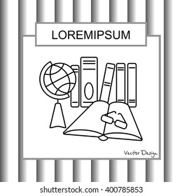 Web line icon. Globe , book and glasses (education, teaching, training)