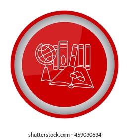 Web line icon. Globe , book and glasses (education, teaching, training)