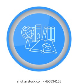 Web line icon. Globe , book and glasses (education, teaching, training)