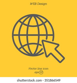 Web line icon. Globe, go to web