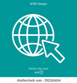 Web line icon. Globe, go to web