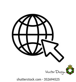 Web line icon. Globe, go to web