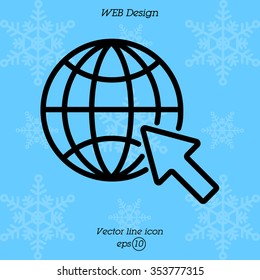 Web line icon. Globe, go to web