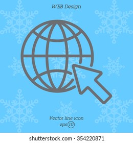 Web line icon. Globe, go to web