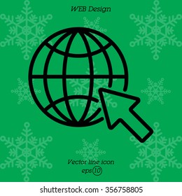 Web line icon. Globe, go to web