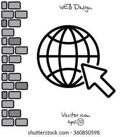 Web line icon. Globe, go to web