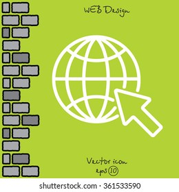 Web line icon. Globe, go to web