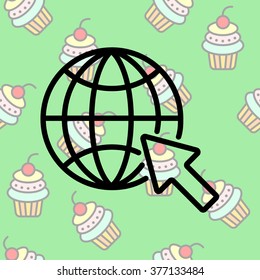 Web line icon. Globe, go to web