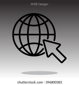 Web line icon. Globe, go to web