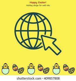 Web line icon. Globe, go to web