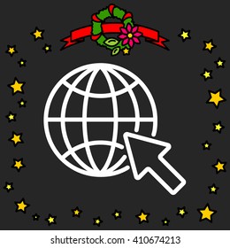 Web line icon. Globe, go to web