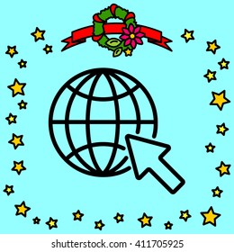 Web line icon. Globe, go to web