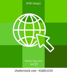 Web line icon. Globe, go to web