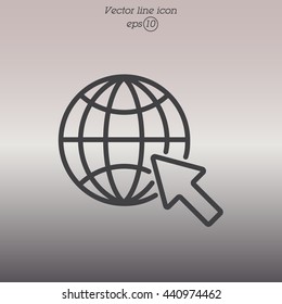 Web line icon. Globe, go to web