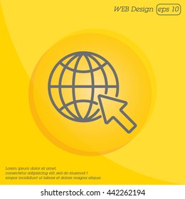 Web line icon. Globe, go to web